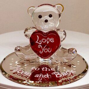 To the Moon and Back Bear Glass Figurine Love Anniversary Valentines Gift